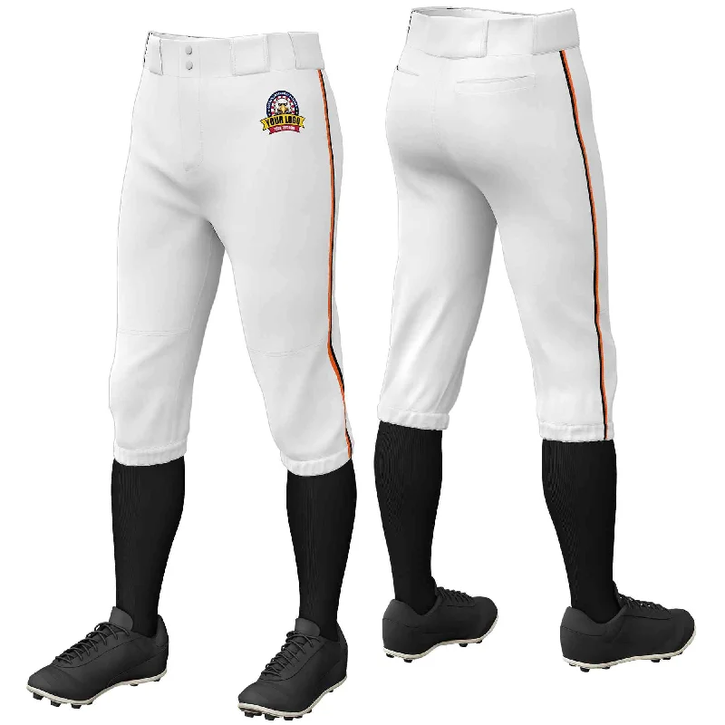 Don't Delay Custom White Orange-Black Classic Fit Stretch Practice Knickers Baseball Pants