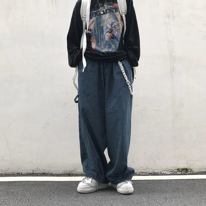 Flash Deal White Chain Loose Jeans