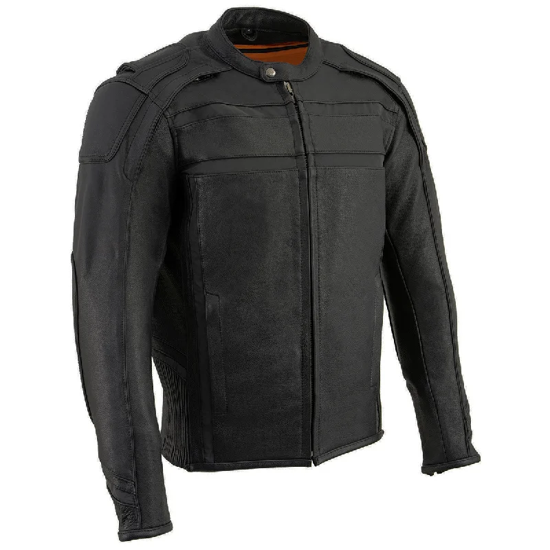 Weekend Specials Just for You Milwaukee Leather ML2083 Men's Black Premium Leather Vented Motorcycle Rider Jacket w/ Reflective Piping