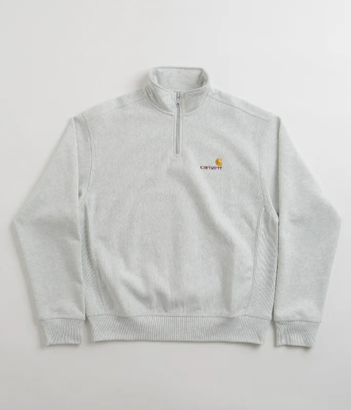 Quick Sale Carhartt Half Zip American Script Sweatshirt - Ash Heather