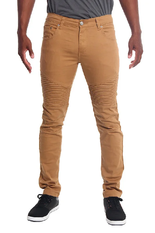 Weekend Offers That Thrill Men's Biker Twill Skinny Pants (Wheat)