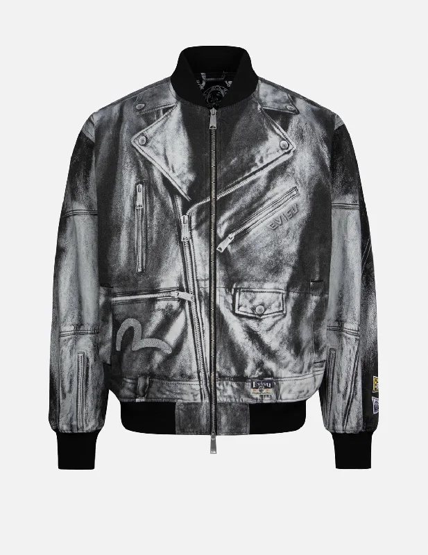 Epic Deals Replicate Biker Allover Print Relax Fit Bomber Jacket