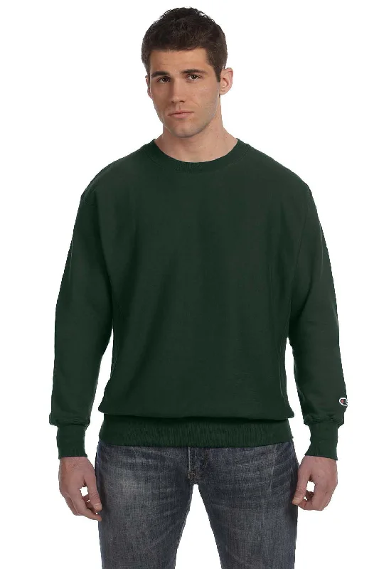 Limited Offer Champion Mens Shrink Resistant Crewneck Sweatshirt - Dark Green