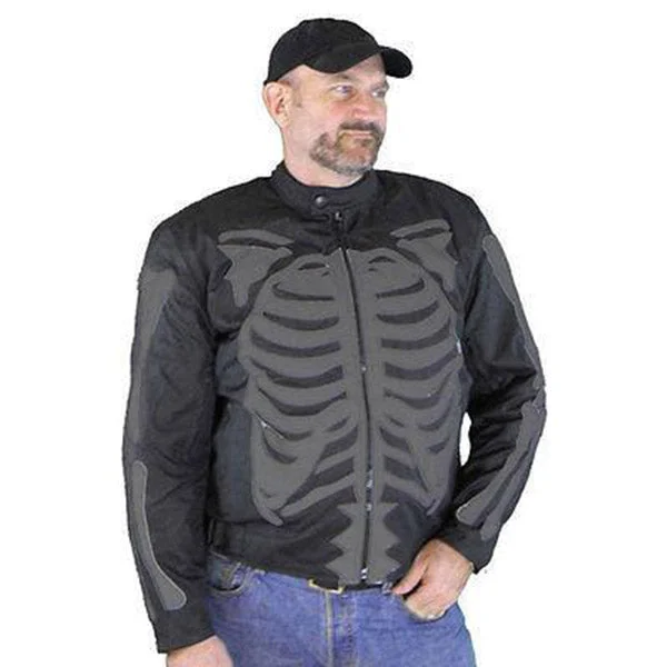 Holiday Sale VL1530 Reflective Skeleton Textile Jacket with Dark Gray Bones