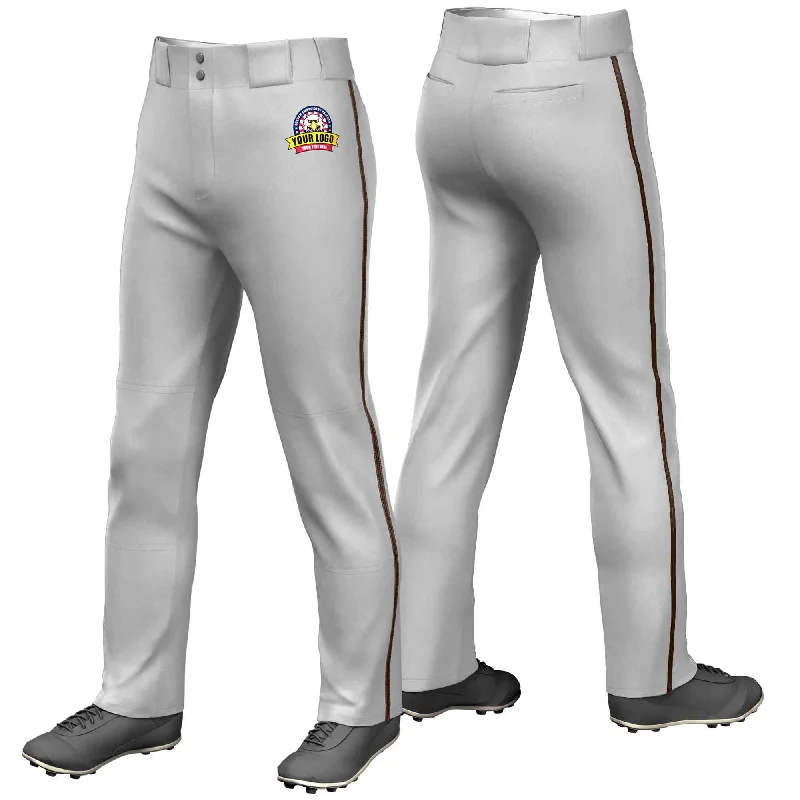 Stock Clearance Custom Gray Brown Classic Fit Stretch Practice Loose-fit Baseball Pants
