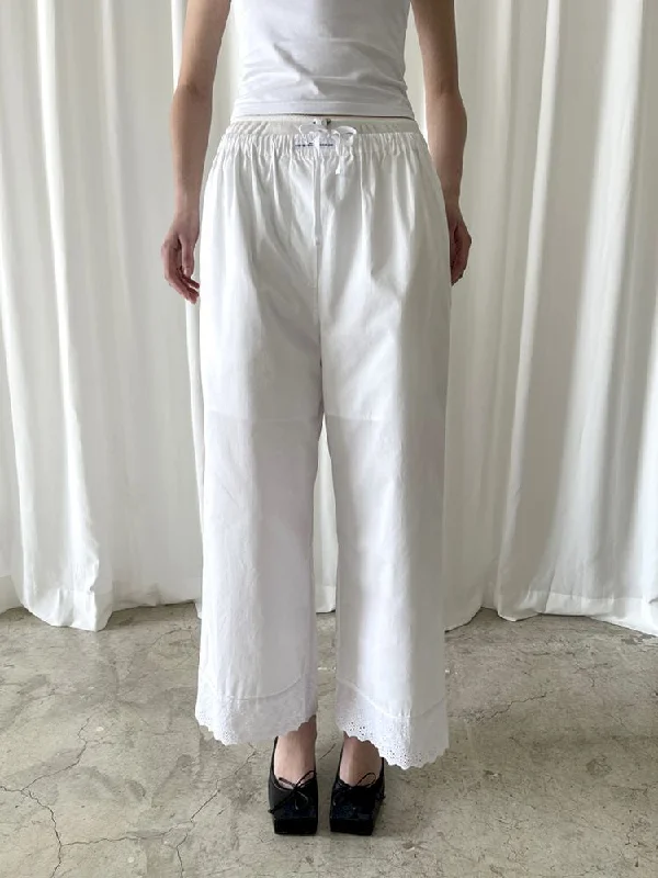 Bargain Prices Elastic Waist Lace Hem Pants [s0000007447]