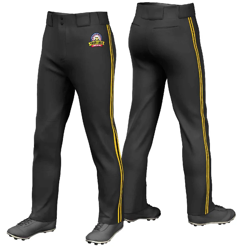 Deal Explosion Custom Black Gold Classic Fit Stretch Practice Loose-fit Baseball Pants