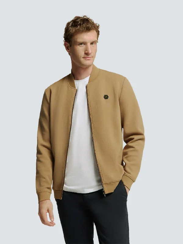 Epic Value Stylish Vest with Bomber Collar and Piqué Material | Khaki