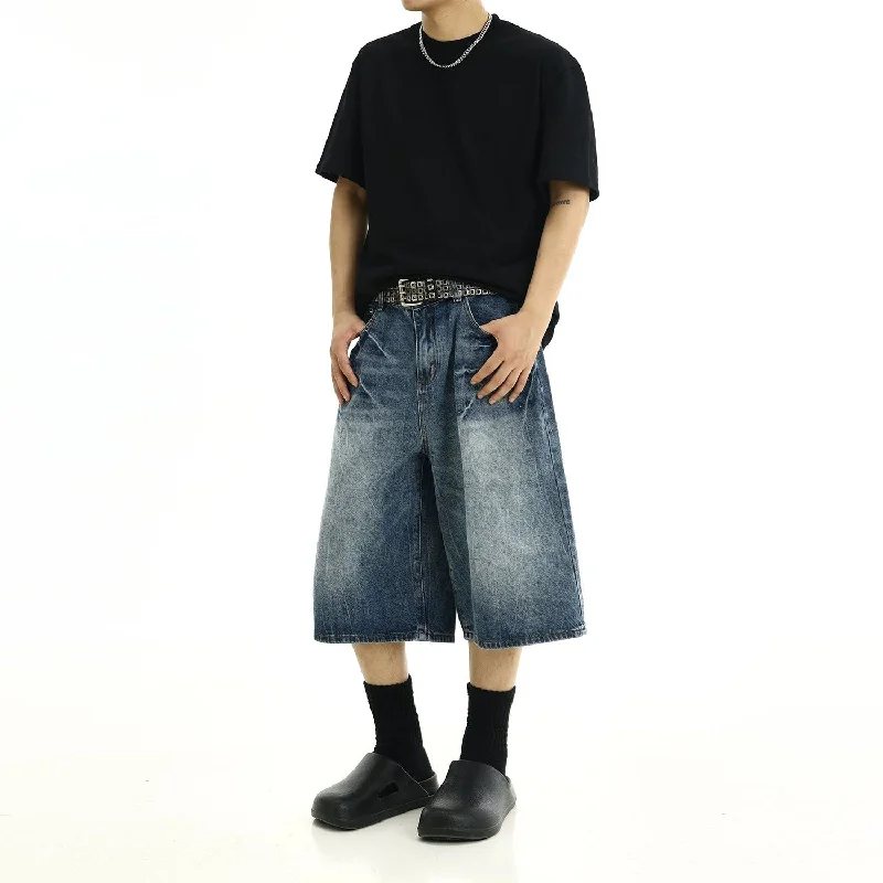 Factory Direct Sale Washed Effect Lines Denim Shorts