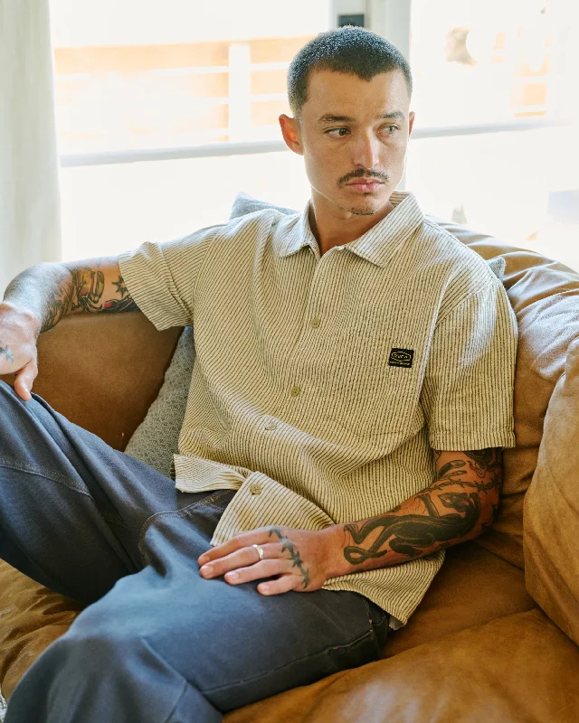 Weekend Specials to Delight Dayshift Stripe II Short Sleeve Shirt - Latte