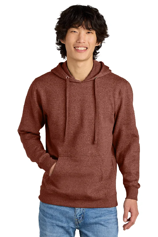 Amazing Deals District Mens Very Important Fleece Hooded Sweatshirt Hoodie w/ Pouch Pocket - Heather Russet Red