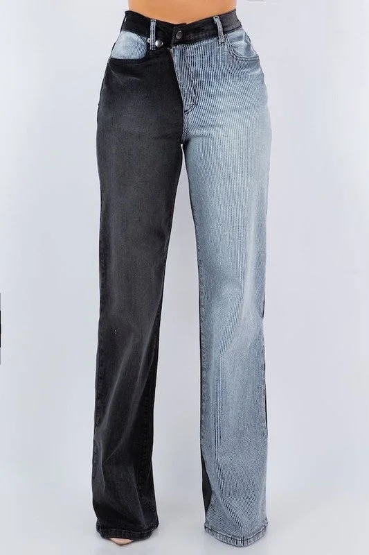Overstock Sale Asymmetrical Wide leg Jean in Black