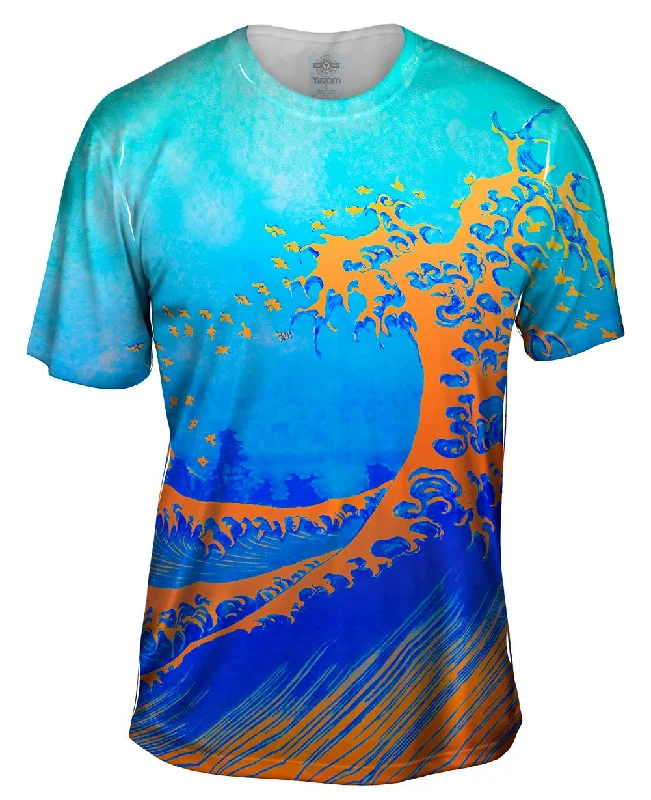 Value Deals Pop Art Hokusai - "The Great Wave Orange Blue " (1830)